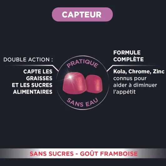 XtraSlim Max Gummies Capteur de Graisses - Gummies minceur perte de poids, Capteur de graisses - Chrome, Zinc, Kola - 60 gommes sans sucres, 4/jour (Lot de 2) Framboise 60 unité (Lot de 2)