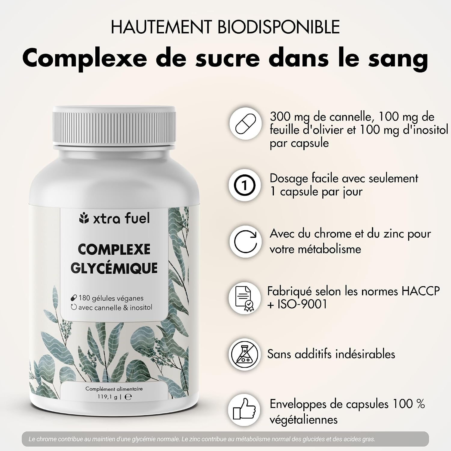 Complexe Glycémie – Cannelle de Ceylan, Chrome & Zinc – 540 gélules 180 unité (Lot de 3)