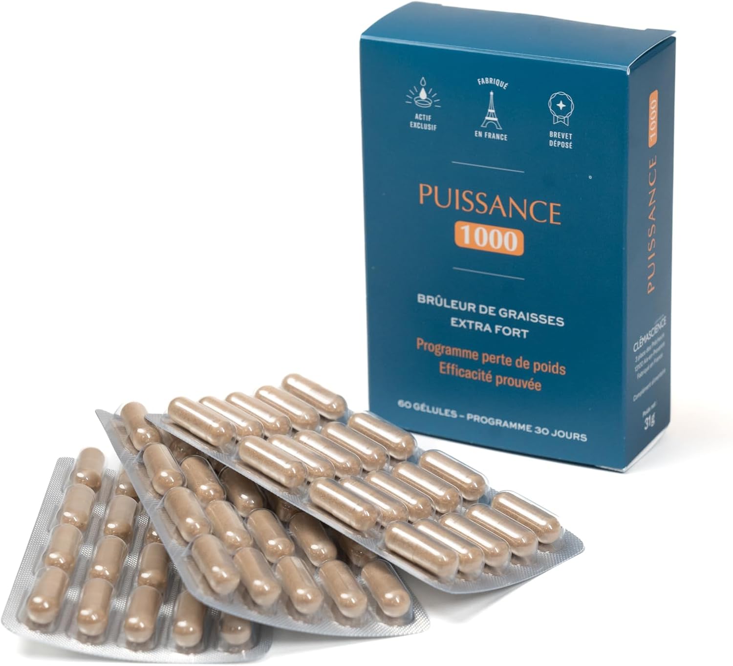 Programme Puissance 1000 plus 30 jours - Guide + complément Alimentaire Bien-Être - Adipomine, Fenugrec, Vitamines B12, B2, B3, B6 - 60 Gélules
