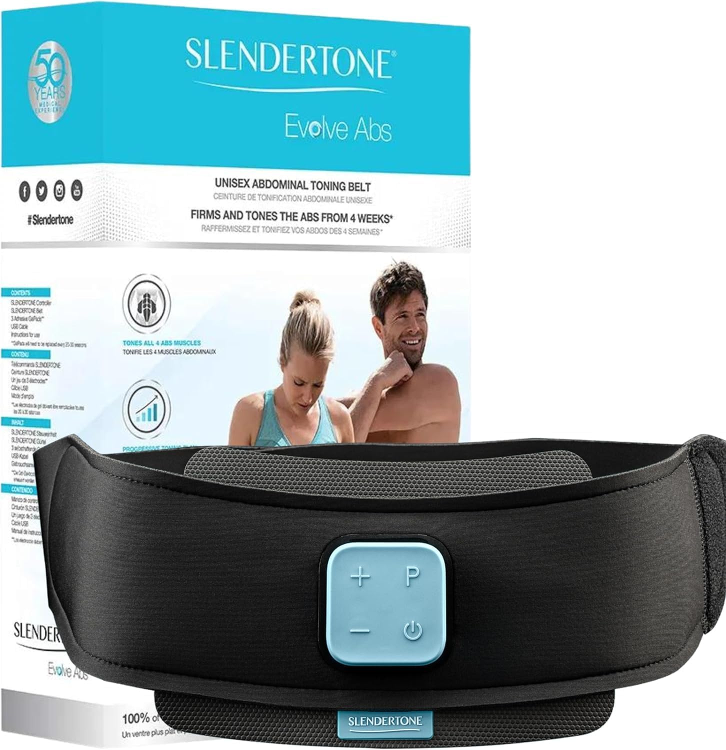 Evolve Ceinture de tonification Abdominale Adulte Unisexe, Noir, 61-107 cm