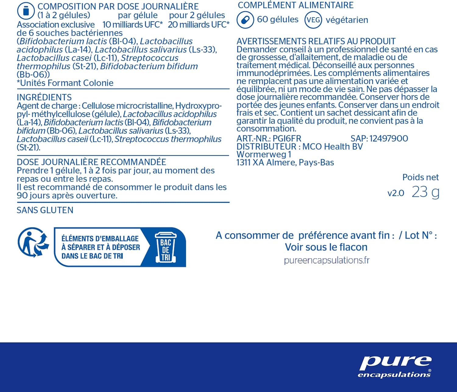 Pure Microbiotics GI - 60 Gélules Véganes