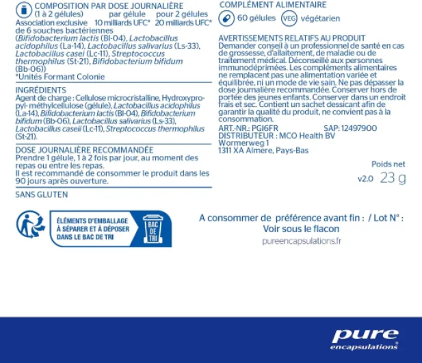 Pure Microbiotics GI - 60 Gélules Véganes