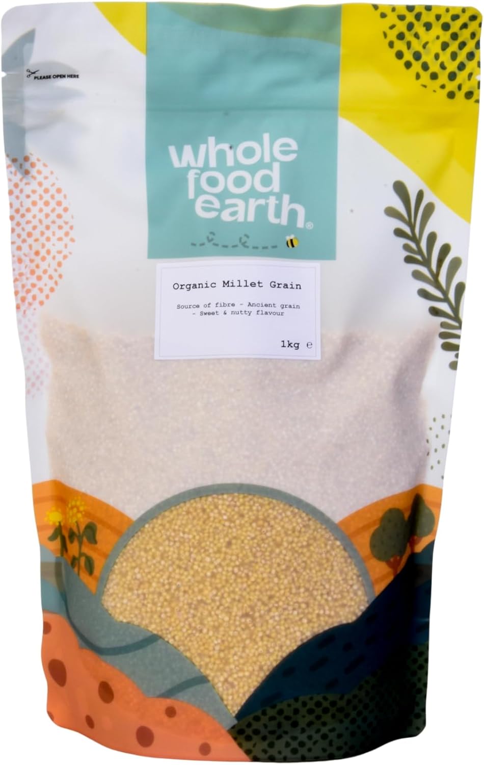 Wholefood Earth Grains de millet bio - 1 kg - Sans OGM - Végans - Riches en fibres - Certifiés biologiques
