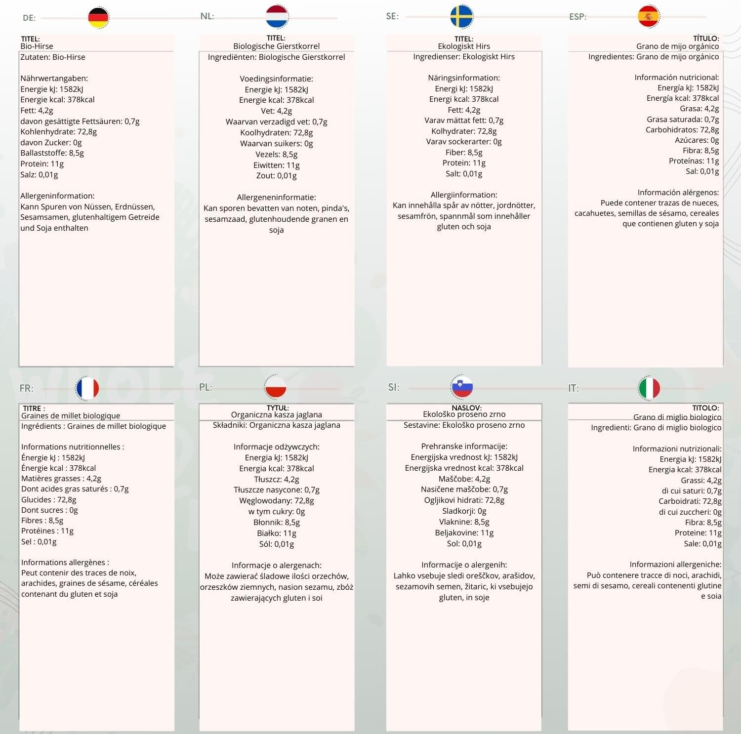 Wholefood Earth Millet bio, 2 kg - Sans OGM - Végan - Riche en fibres - Certifié biologique