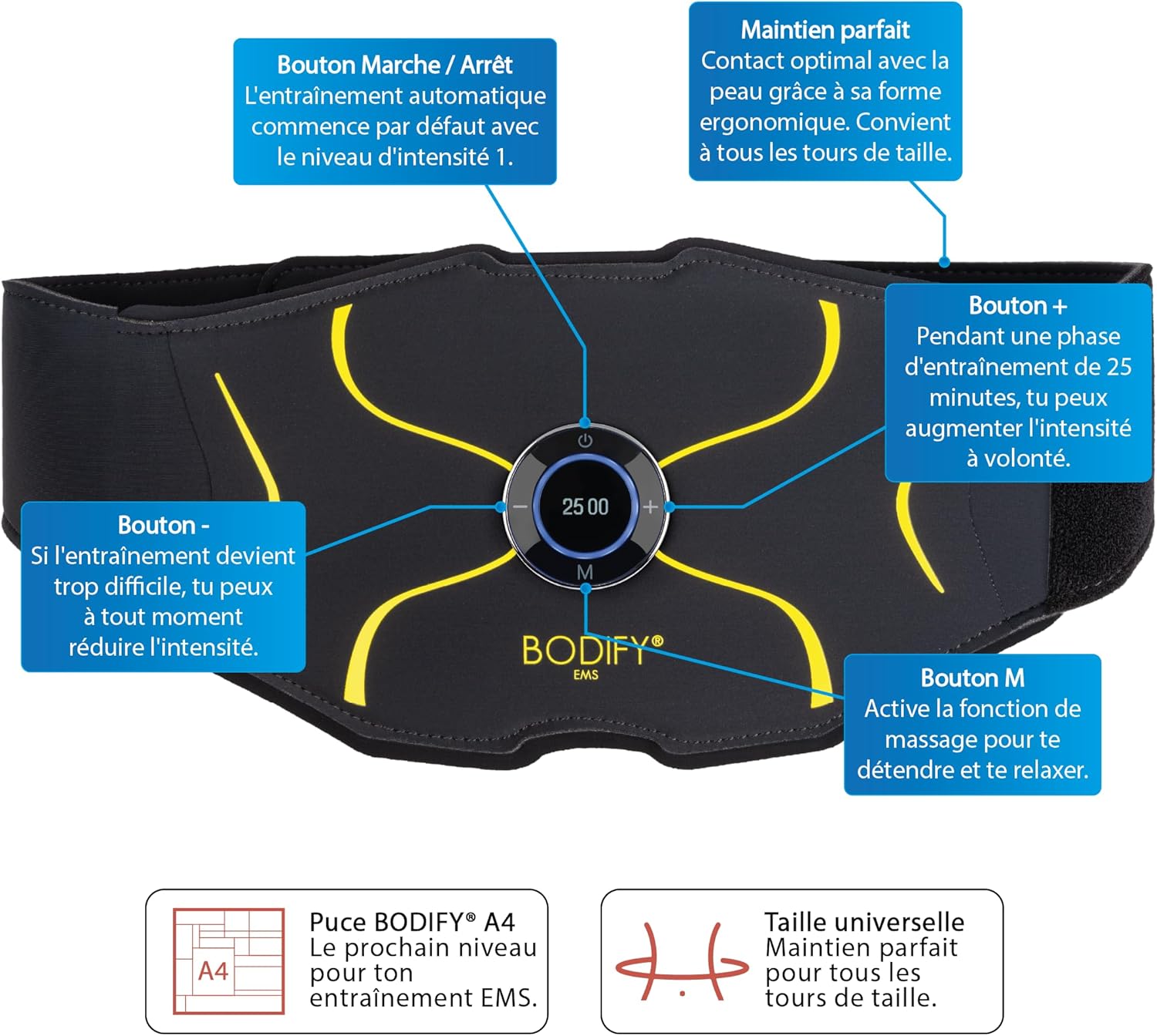 ® EMS Stimulateur Abdominaux Max - Stimulation ciblée des Muscles abdominaux ! - Renforcement Musculaire - Ceinture Abdominale - Appareil de Stimulation des Muscles abdominaux - L'ORIGINAL
