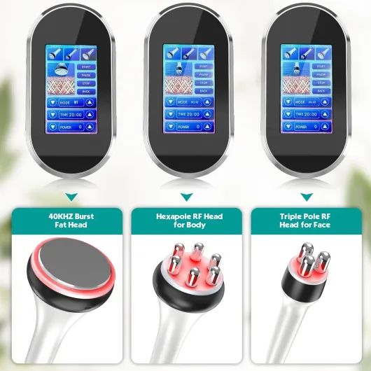40K Corps Amincissant Machine, 3 en 1 Lipocavitation Radiofrequence Appareil Multipolaire Radiofréquence Visage Corp Appareil Anti Cellulite pour l'abdomen Fesses et les Cuisses Blanc