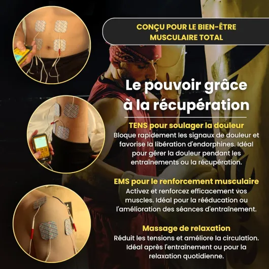 Sports Tens - Électrostimulateur Musculaire, programmes prédéfinis TENS, EMS, Massage et manuel, Soulagement de la douleur, tonification musculaire et relaxation Appareil Basique