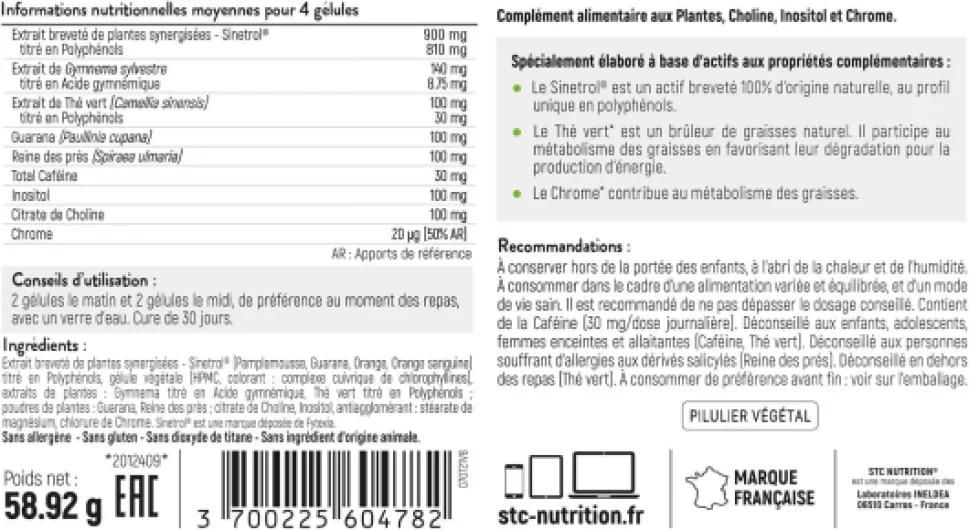 Hydroxyblast® - Brûleur de graisses & coupe-faim naturel à base de plantes - Actif breveté Sinetrol® -Perte de poids & Contrôle de l'appétit - Lot de 2