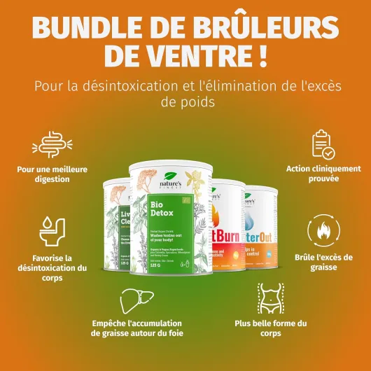 Belly Burner 550 g - 4 produits en 1 - Detox du Foie, Rétention D'Eau Puissant, Brule Graisse Naturel - Minceur Perte de Poids Rapidement - Nature's Finest by Nutrisslim